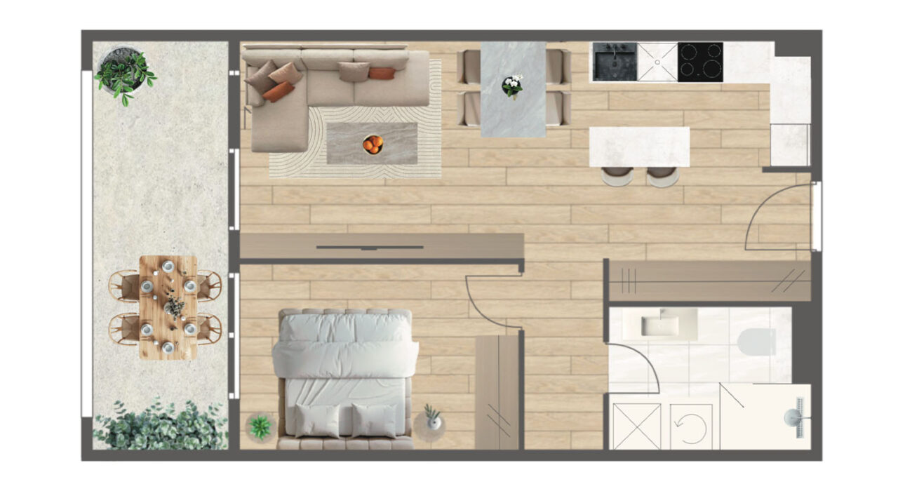 Novogradnja Tresnjevka Zagorska 2A stanovi i apartman projekt LATERRA Stan D1 Dvosoban