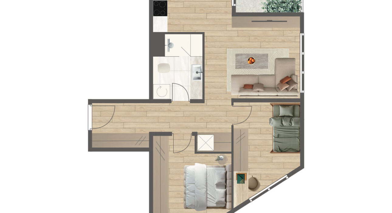 Novogradnja Tresnjevka Zagorska 2A stanovi i apartman projekt LATERRA Apartman APJ1 Trosoban