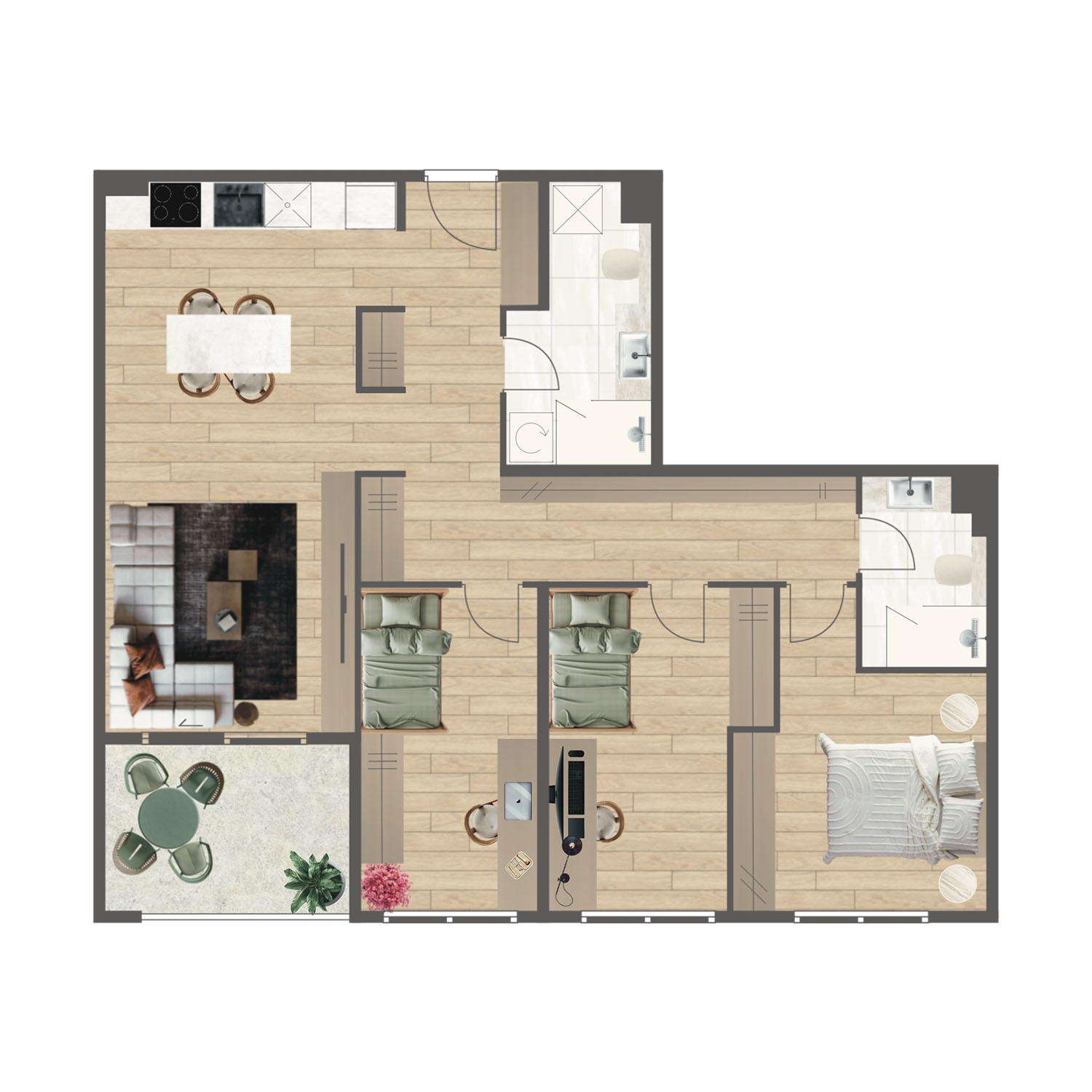 Novogradnja Tresnjevka Zagorska 2A stanovi i apartman projekt LATERRA Apartman APL2 Četverosoban