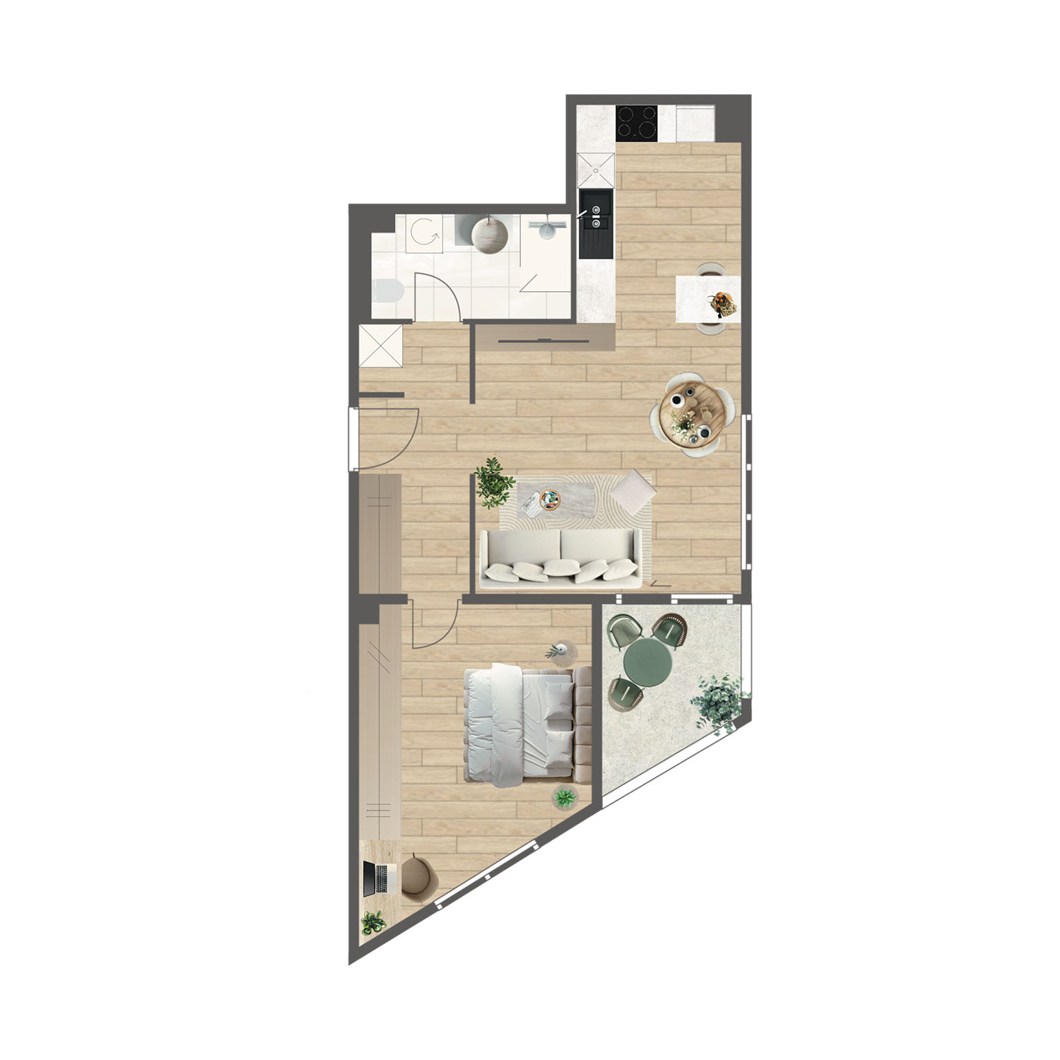 Novogradnja Tresnjevka Zagorska 2A stanovi i apartman projekt LATERRA Stan A5 Dvosoban