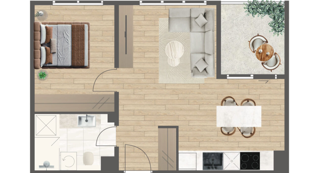Novogradnja Tresnjevka Zagorska 2A stanovi i apartman projekt LATERRA Apartman H5 Dvosoban
