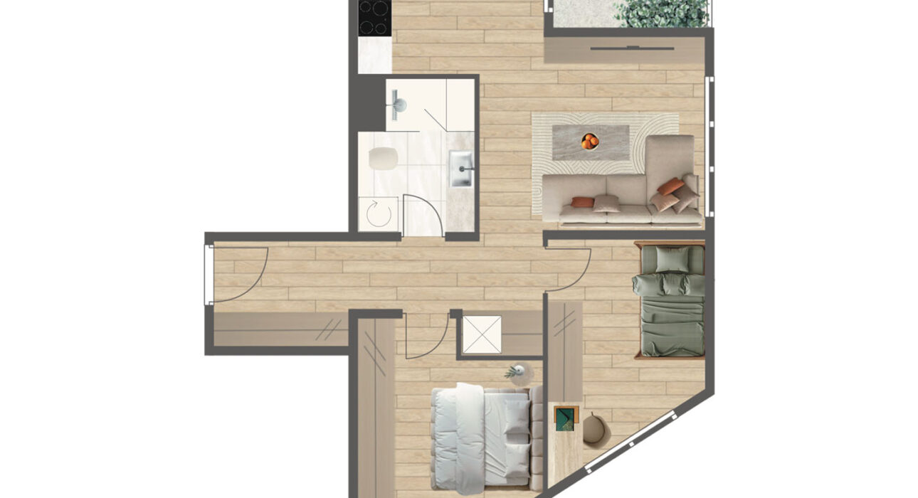 Novogradnja Tresnjevka Zagorska 2A stanovi i apartman projekt LATERRA Apartman J5 Trosoban