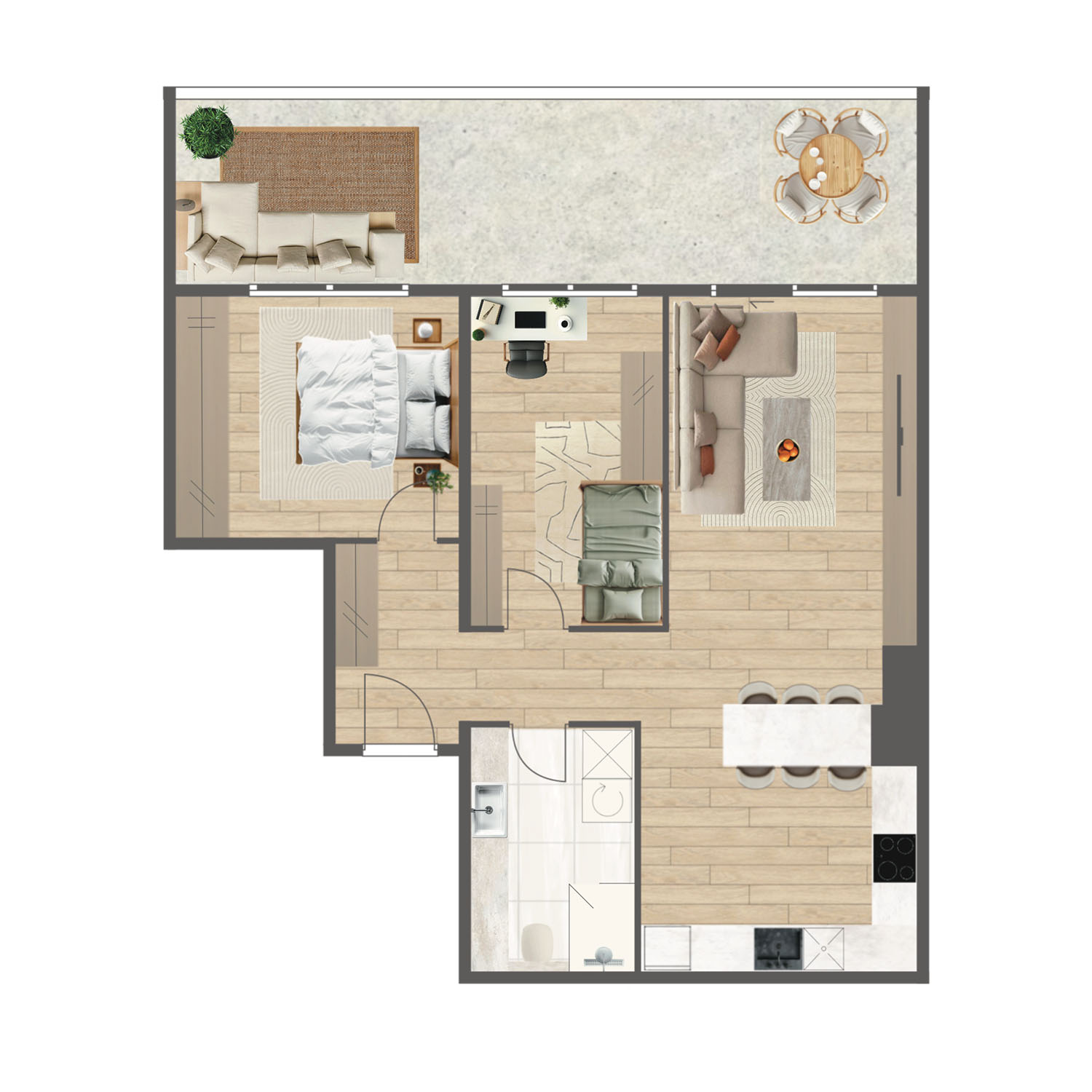 Novogradnja Tresnjevka Zagorska 2A stanovi i apartman projekt LATERRA Stan D7 Trosoban