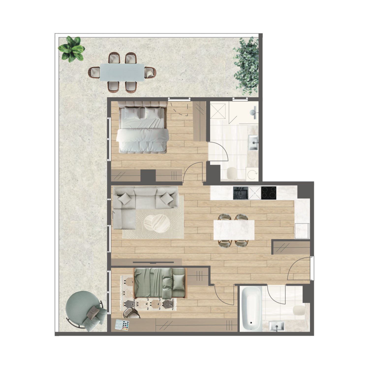 Novogradnja Tresnjevka Zagorska 2A stanovi i apartman projekt LATERRA Stan C7 Trosoban