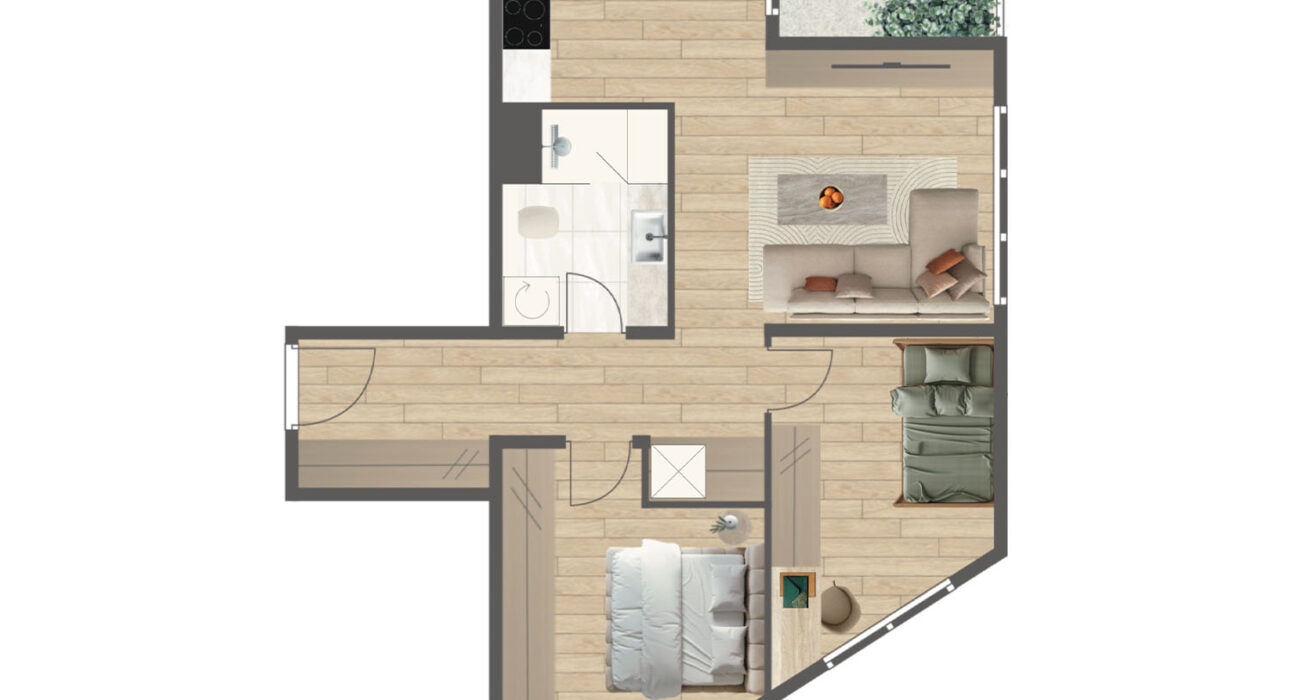 Novogradnja Tresnjevka Zagorska 2A stanovi i apartman projekt LATERRA Apartman J6 Trosoban
