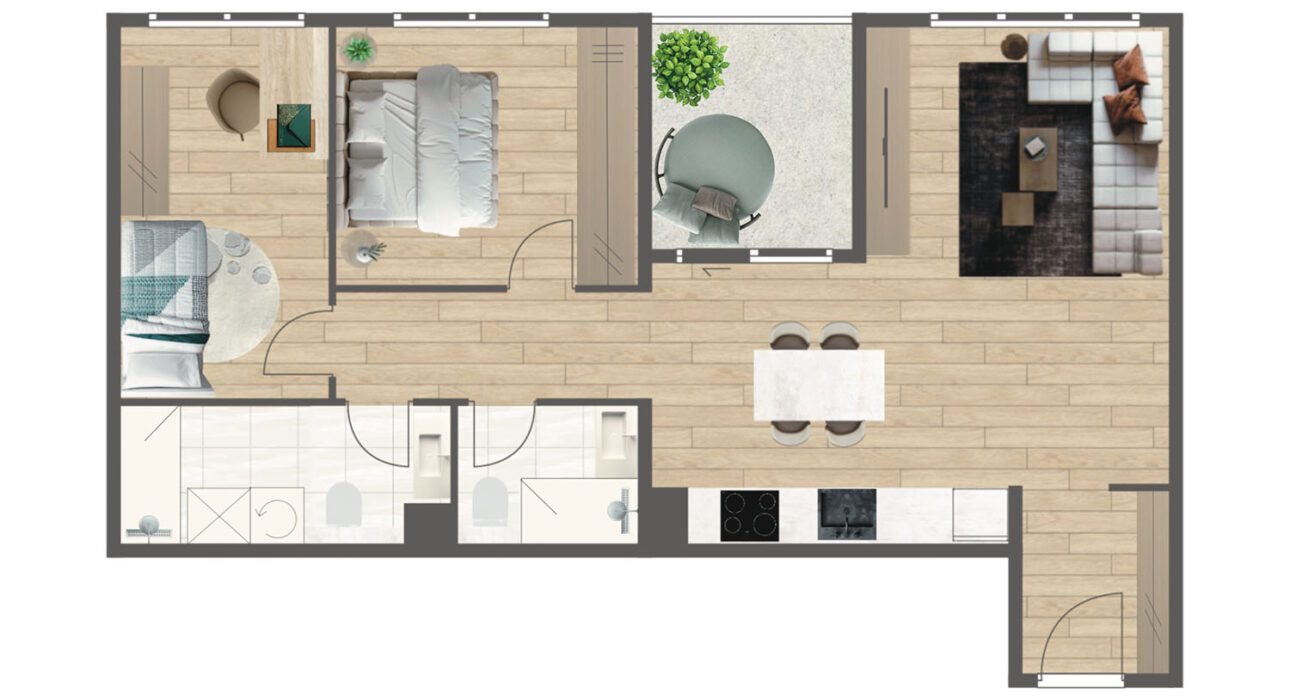 Novogradnja Tresnjevka Zagorska 2A stanovi i apartman projekt LATERRA Stan F6 Trosoban