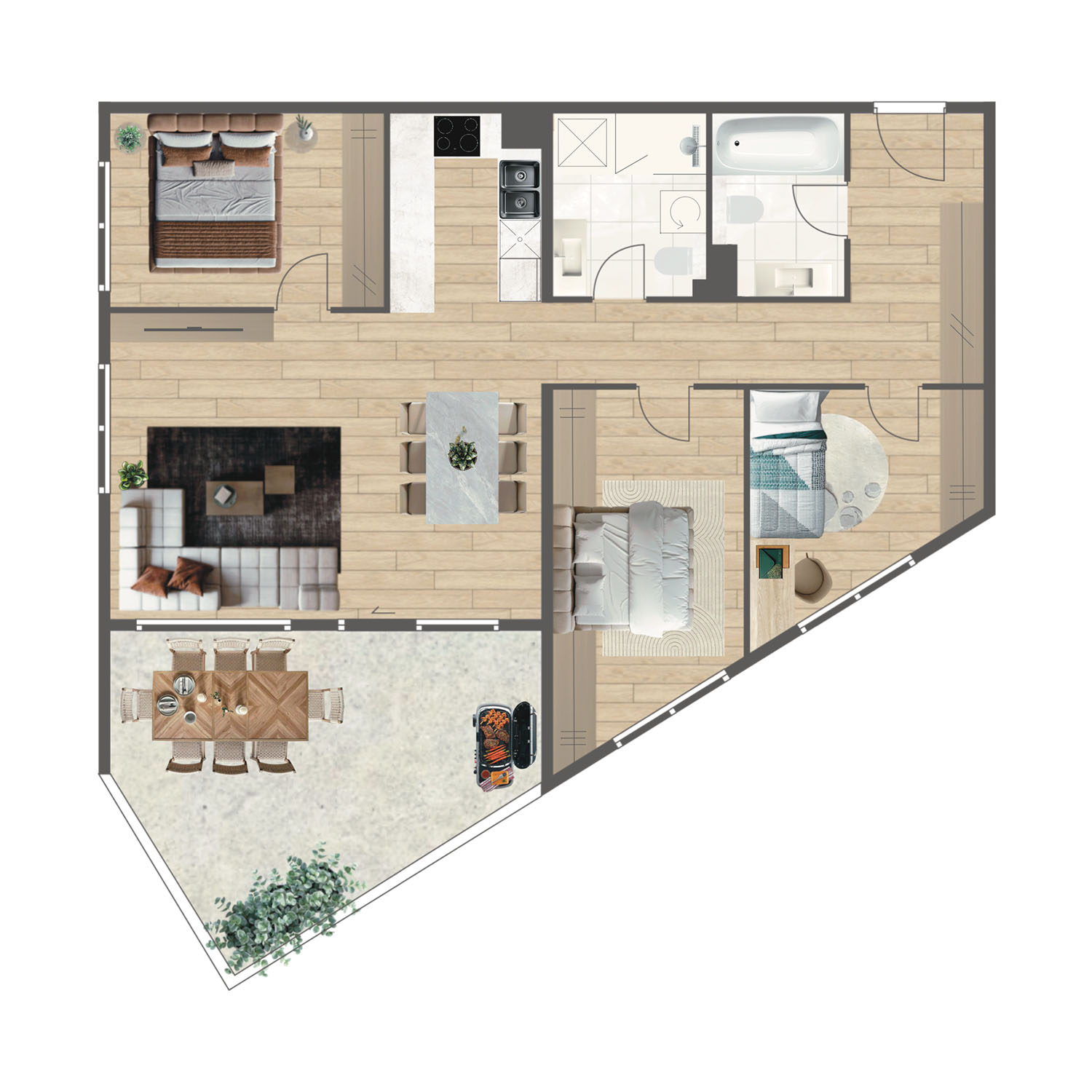 Novogradnja Tresnjevka Zagorska 2A stanovi i apartman projekt LATERRA Stan B6 Četverosoban