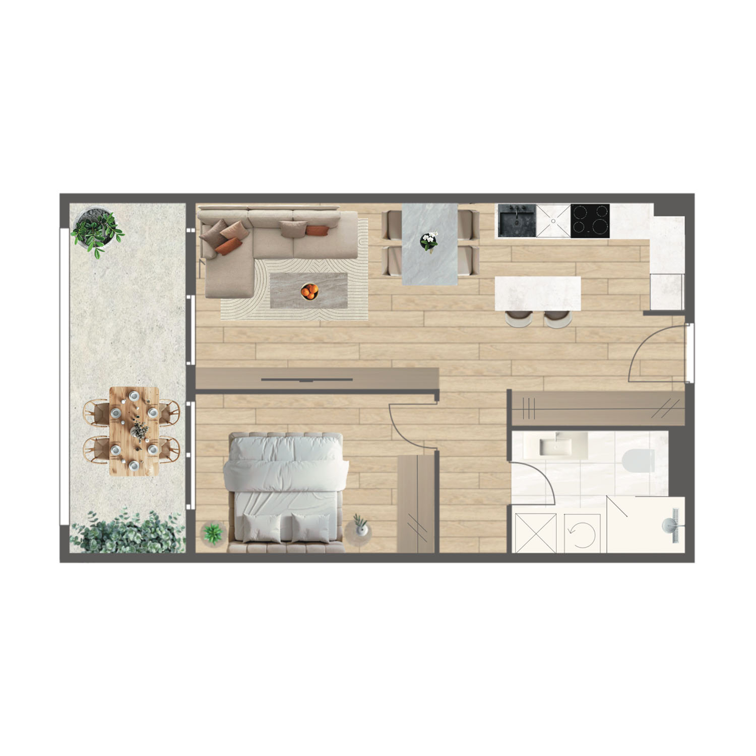 Novogradnja Tresnjevka Zagorska 2A stanovi i apartman projekt LATERRA Stan D3 Dvosoban