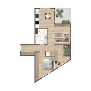 Novogradnja Tresnjevka Zagorska 2A stanovi i apartman projekt LATERRA Apartman APJ3 Trosoban